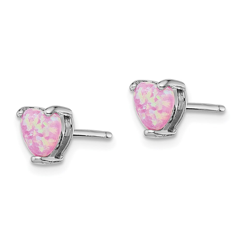 Sterlingsilber Rhodiniert Erzeugt Opal Set Of 3 Herz Ohrringe