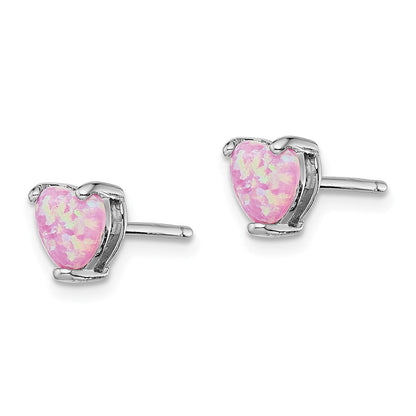 Sterlingsilber Rhodiniert Erzeugt Opal Set Of 3 Herz Ohrringe