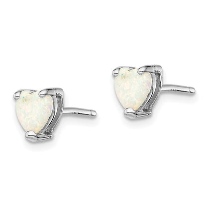 Sterlingsilber Rhodiniert Erzeugt Opal Set Of 3 Herz Ohrringe