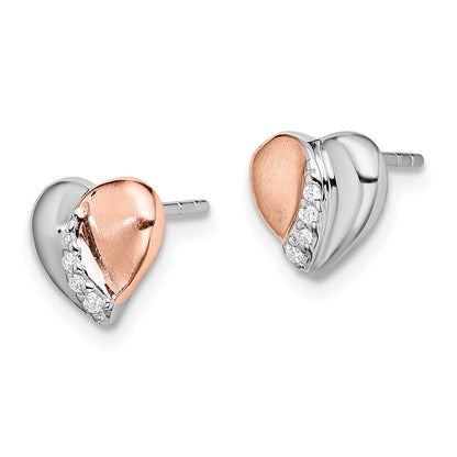 Sterlingsilber Rhodium/rose Vergoldet Zirkonia Herz Ohrringe