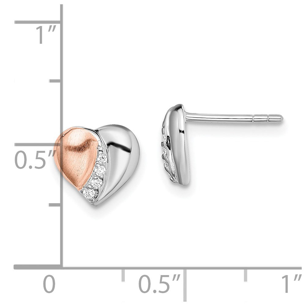 Sterlingsilber Rhodium/rose Vergoldet Zirkonia Herz Ohrringe