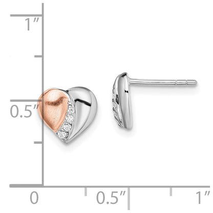 Sterlingsilber Rhodium/rose Vergoldet Zirkonia Herz Ohrringe