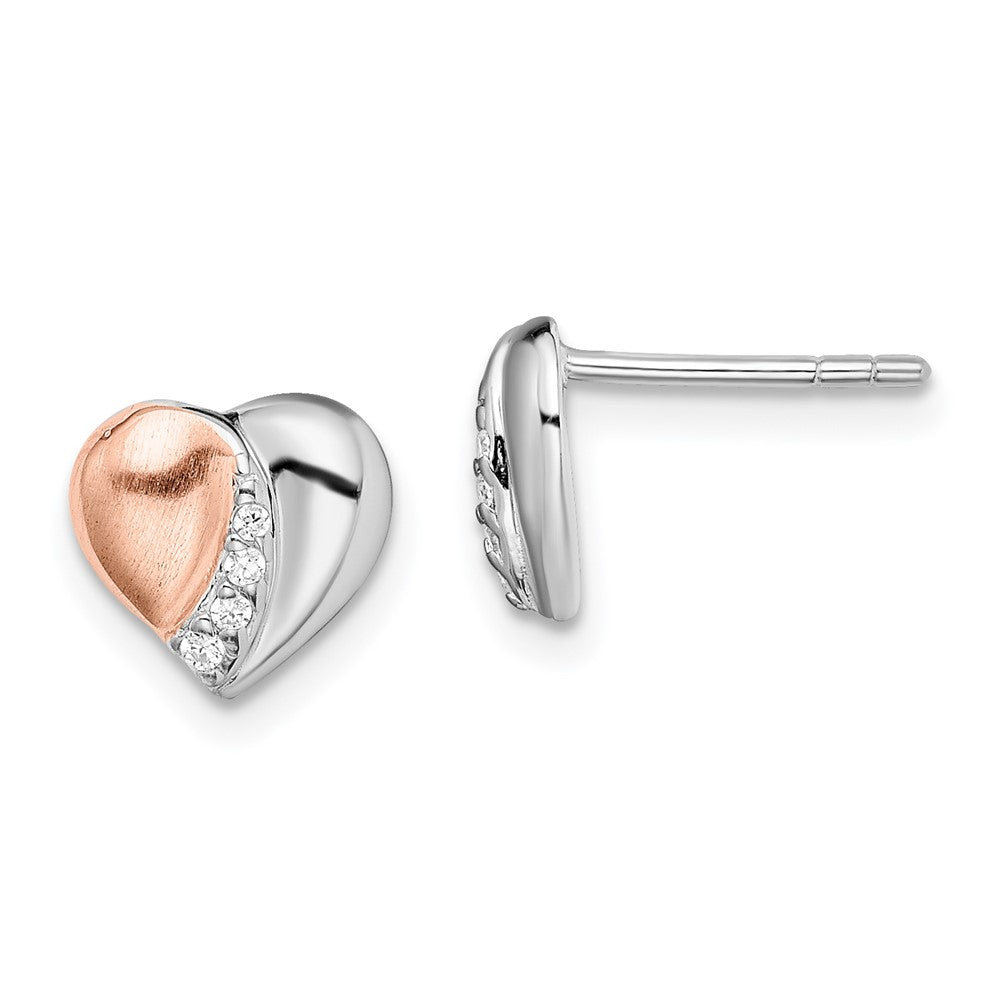 Sterlingsilber Rhodium/rose Vergoldet Zirkonia Herz Ohrringe