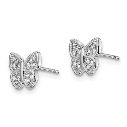 Sterlingsilber Rhodiniert Zirkonia Schmetterling Ohrstecker