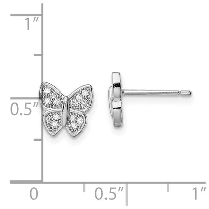 Sterlingsilber Rhodiniert Zirkonia Schmetterling Ohrstecker