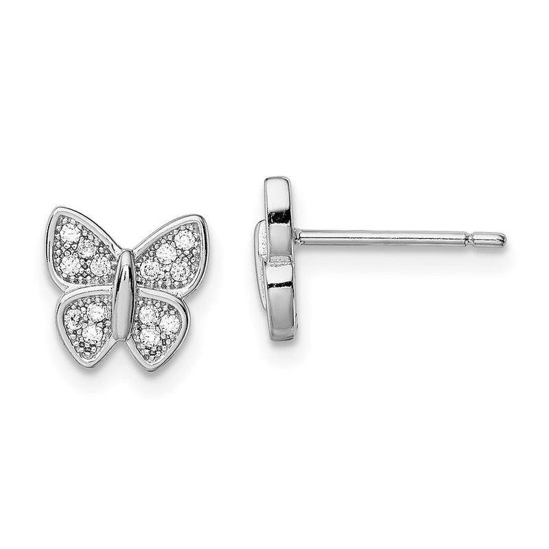 Sterlingsilber Rhodiniert Zirkonia Schmetterling Ohrstecker