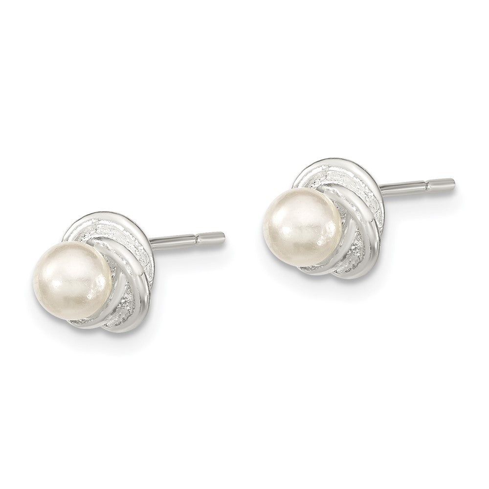 Sterlingsilber Poliert Synthetisch Perle Ohrstecker