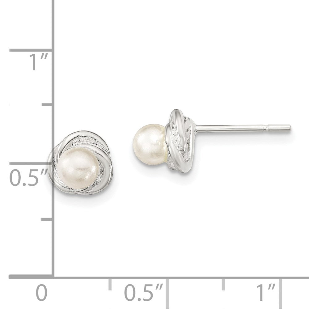 Sterlingsilber Poliert Synthetisch Perle Ohrstecker