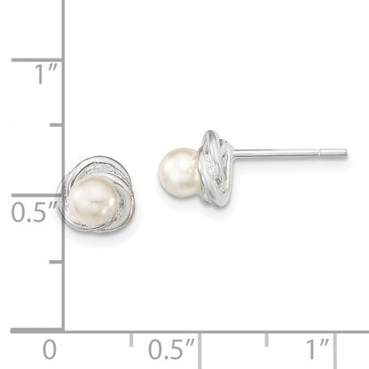 Sterlingsilber Poliert Synthetisch Perle Ohrstecker