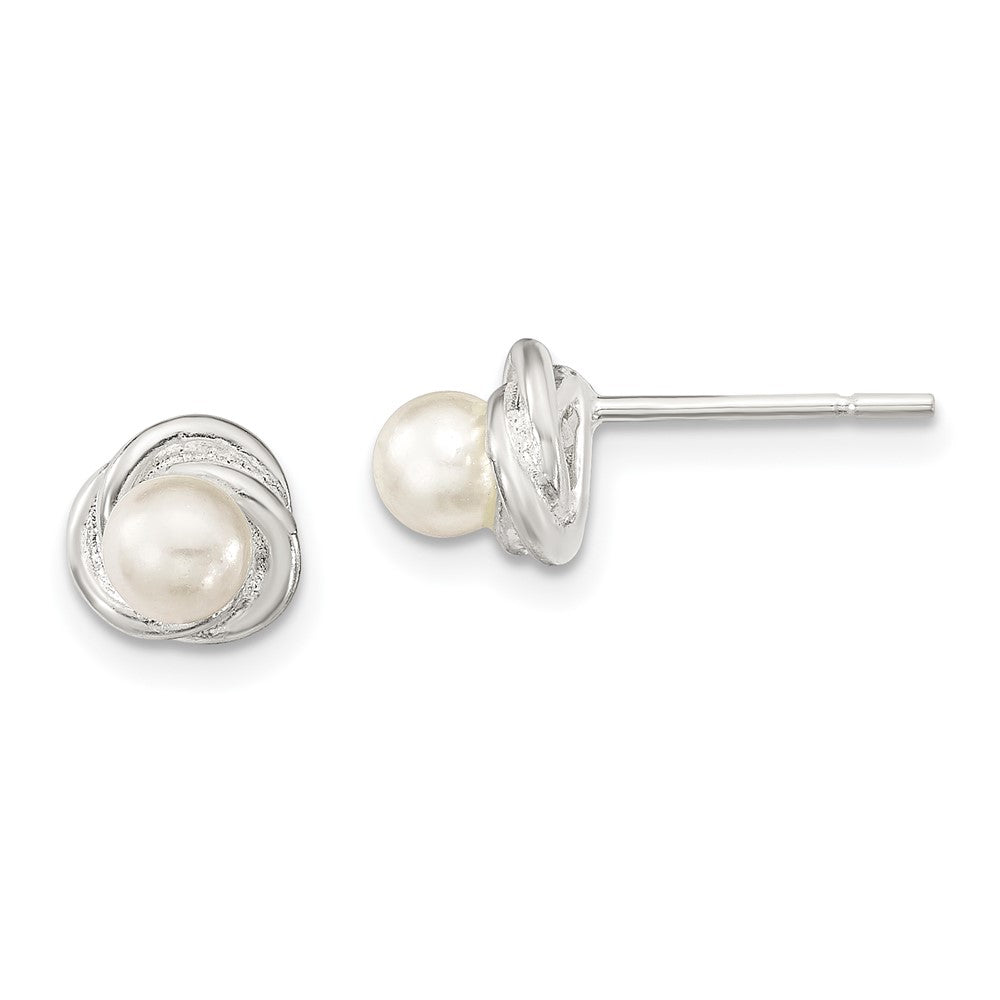 Sterlingsilber Poliert Synthetisch Perle Ohrstecker