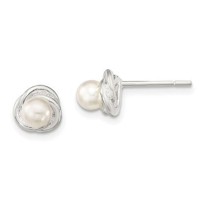 Sterlingsilber Poliert Synthetisch Perle Ohrstecker