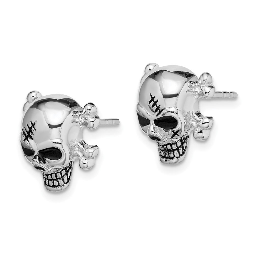 Sterlingsilber Rhodiniert Antikisiert Emailliert Totenkopf Ohrstecker