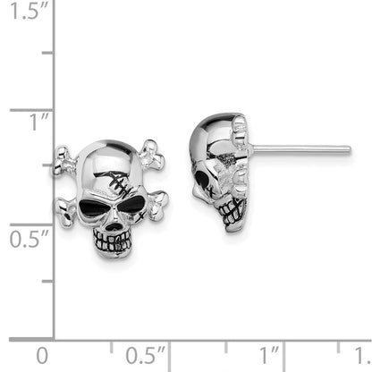 Sterlingsilber Rhodiniert Antikisiert Emailliert Totenkopf Ohrstecker
