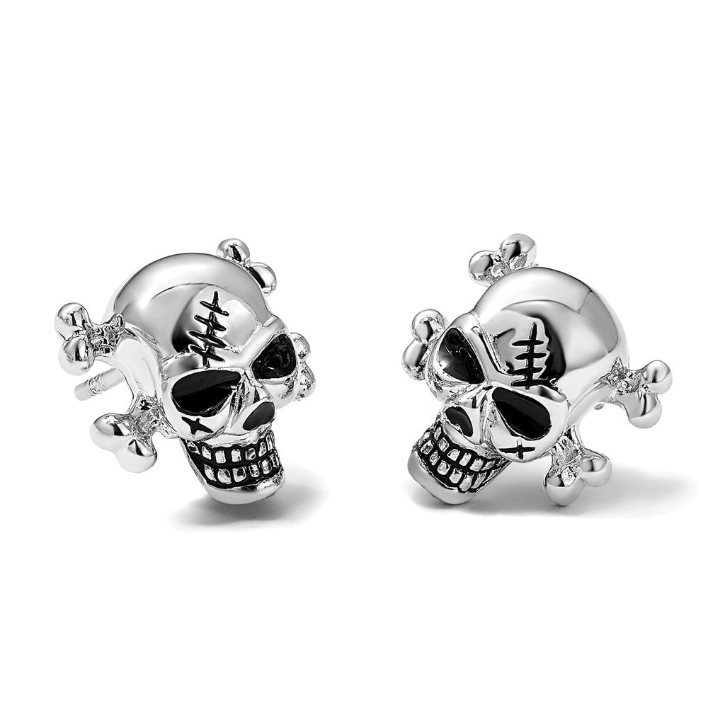 Sterlingsilber Rhodiniert Antikisiert Emailliert Totenkopf Ohrstecker