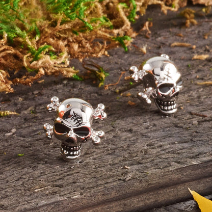 Sterlingsilber Rhodiniert Antikisiert Emailliert Totenkopf Ohrstecker