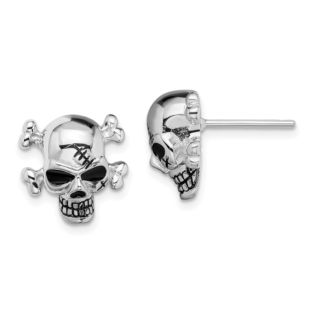 Sterlingsilber Rhodiniert Antikisiert Emailliert Totenkopf Ohrstecker