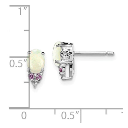 Sterlingsilber Rhodiniert Diamant Cr.pink Sapp und Synthetisch Opal Ohrringe