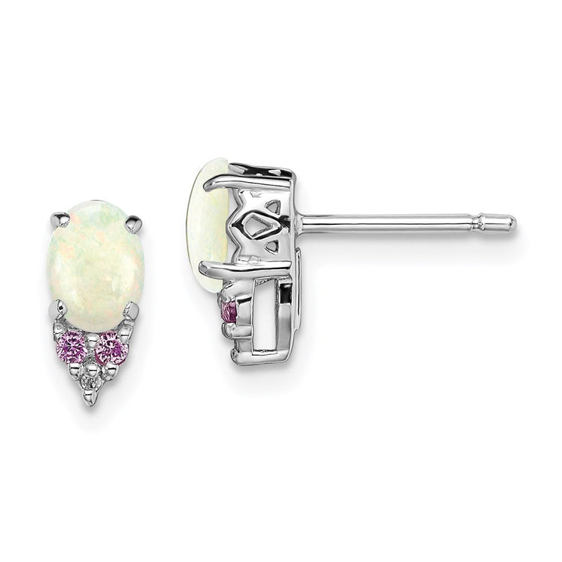 Sterlingsilber Rhodiniert Diamant Cr.pink Sapp und Synthetisch Opal Ohrringe