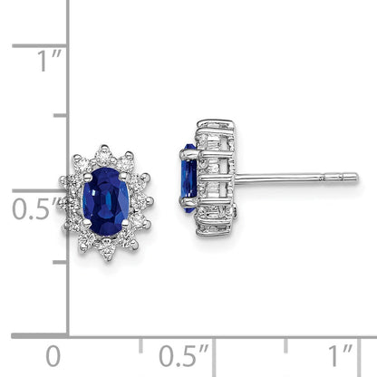 Sterlingsilber Rhodiniert Zirkonia/lab Cr. Blau Saphir Ohrringe