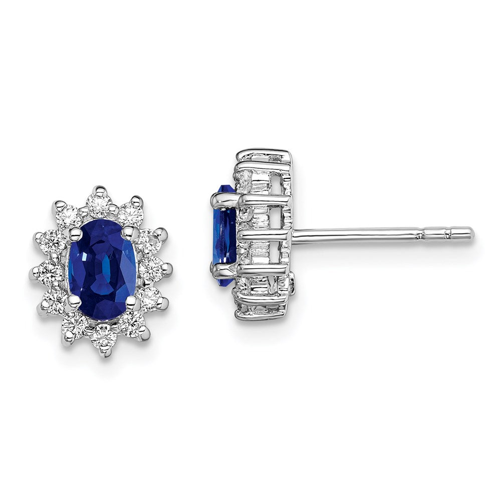 Sterlingsilber Rhodiniert Zirkonia/lab Cr. Blau Saphir Ohrringe