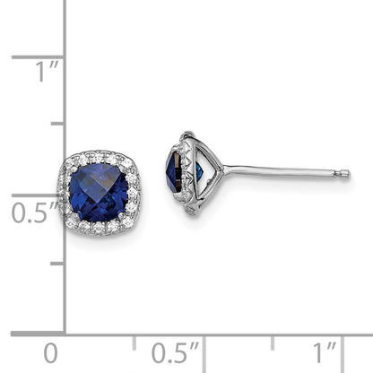 Sterlingsilber Rhodiniert Erzeugt Blau/white Saphir Ohrstecker