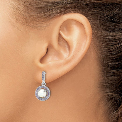 Sterlingsilber Rhodiniert Erzeugt Opal und Lila Zirkonia Ohrstecker
