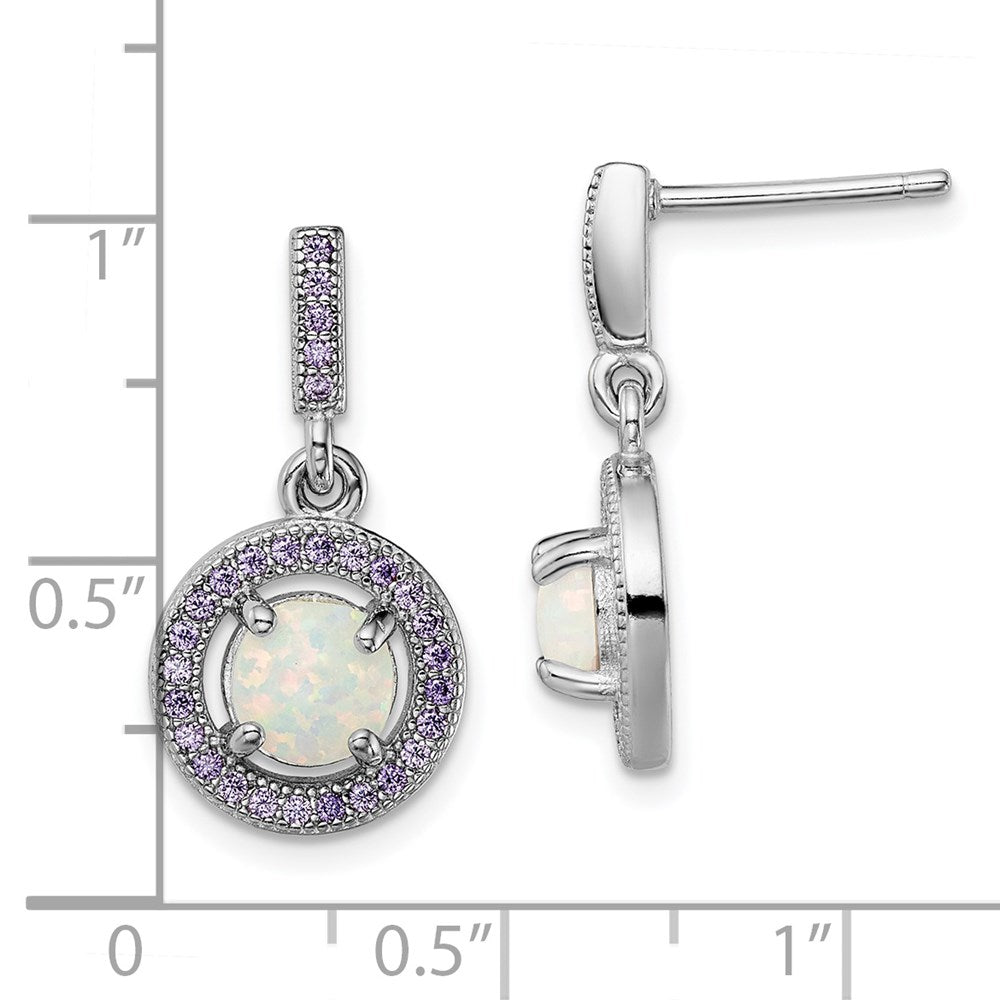 Sterlingsilber Rhodiniert Erzeugt Opal und Lila Zirkonia Ohrstecker