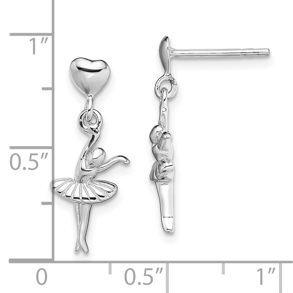 Sterlingsilber Rhodiniert Ballerina Hängend Ohrstecker