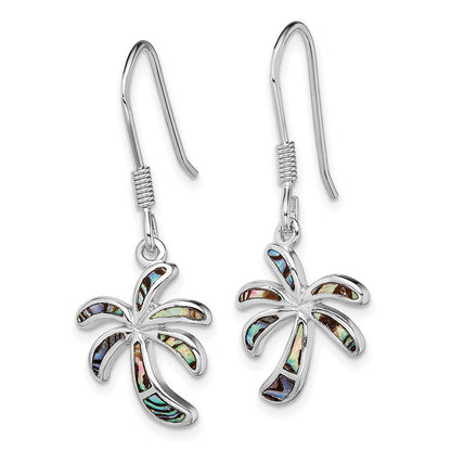 Sterlingsilber Rhodiniert Abalone Palme Baum Ohrringe