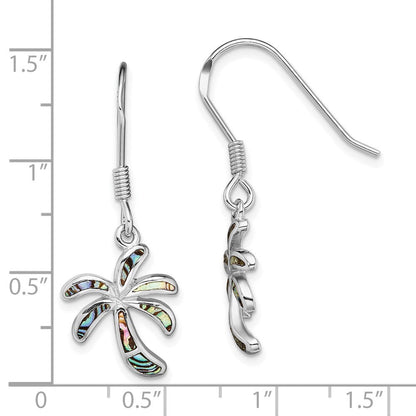Sterlingsilber Rhodiniert Abalone Palme Baum Ohrringe