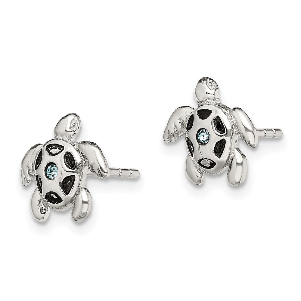 Sterlingsilber Antikisiert Aqua Kristall Schildkröte Ohrstecker