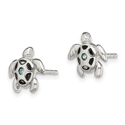 Sterlingsilber Antikisiert Aqua Kristall Schildkröte Ohrstecker