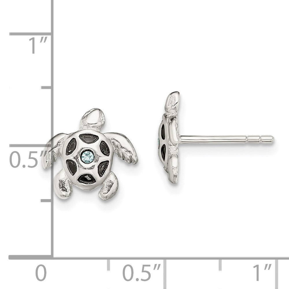 Sterlingsilber Antikisiert Aqua Kristall Schildkröte Ohrstecker