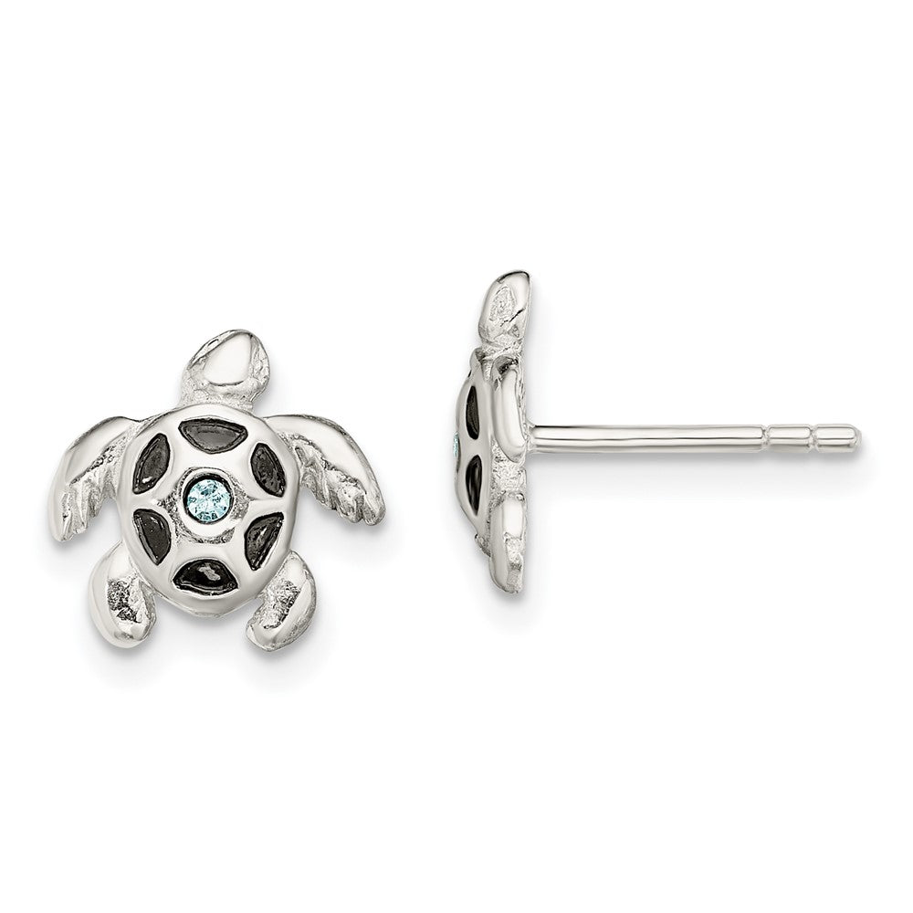 Sterlingsilber Antikisiert Aqua Kristall Schildkröte Ohrstecker