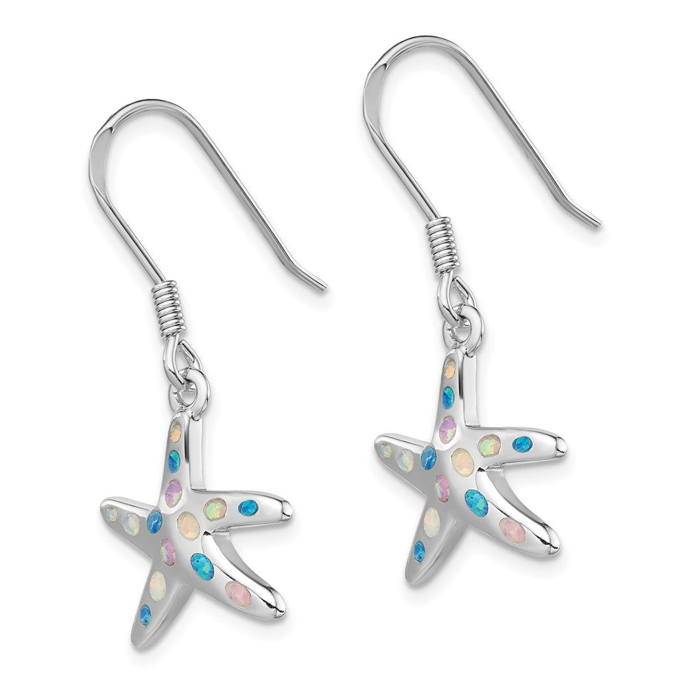 Sterlingsilber Rhodiniert Rosa/blue Erzeugt Opal Seestern Ohrringe