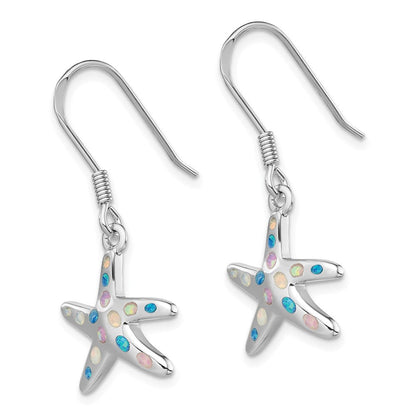 Sterlingsilber Rhodiniert Rosa/blue Erzeugt Opal Seestern Ohrringe