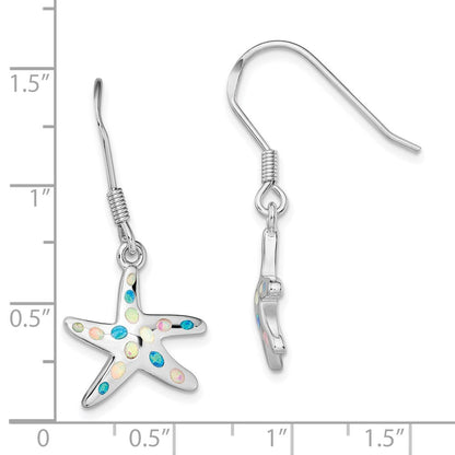 Sterlingsilber Rhodiniert Rosa/blue Erzeugt Opal Seestern Ohrringe