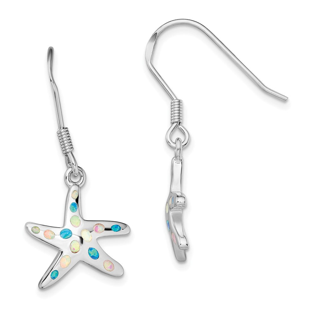 Sterlingsilber Rhodiniert Rosa/blue Erzeugt Opal Seestern Ohrringe