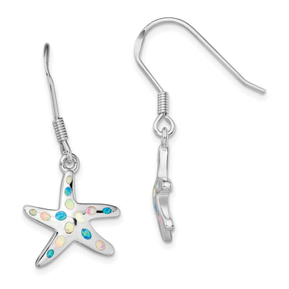 Sterlingsilber Rhodiniert Rosa/blue Erzeugt Opal Seestern Ohrringe