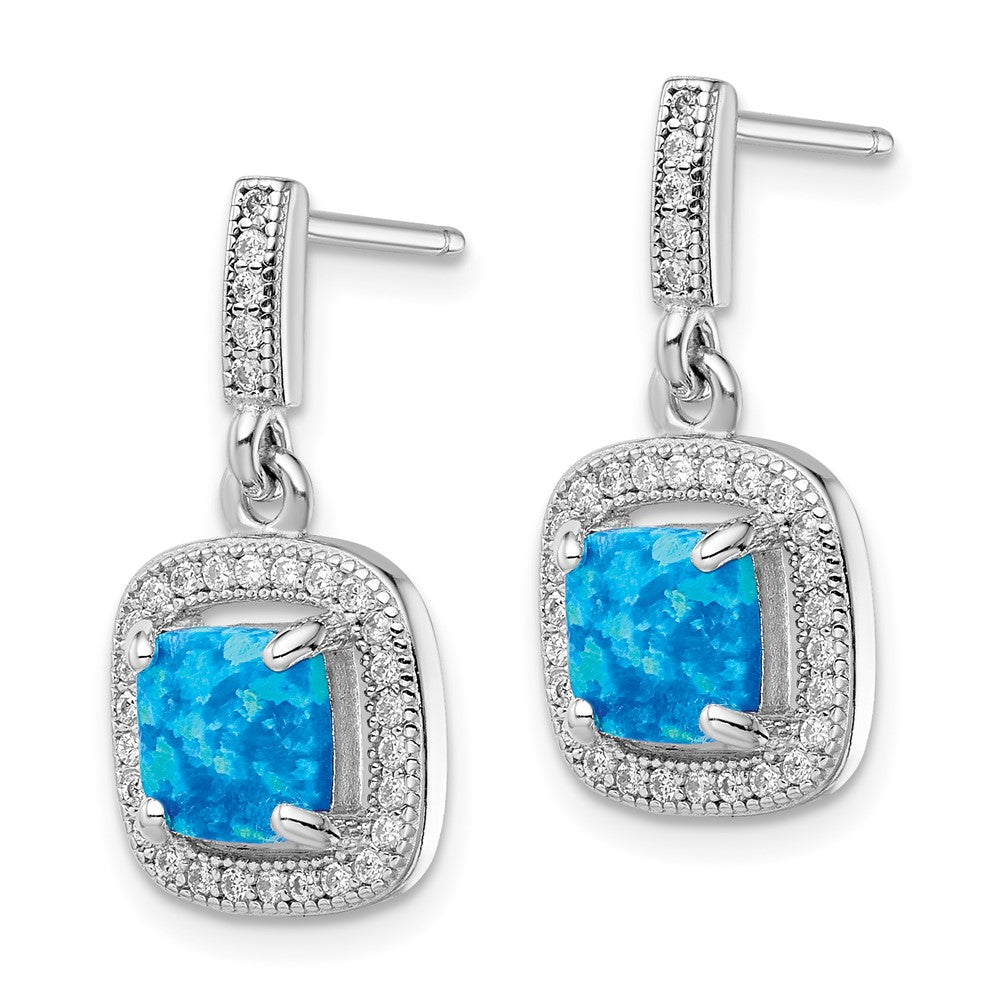 Sterlingsilber Rhodiniert Blau Erzeugt Opal Zirkonia Ohrstecker