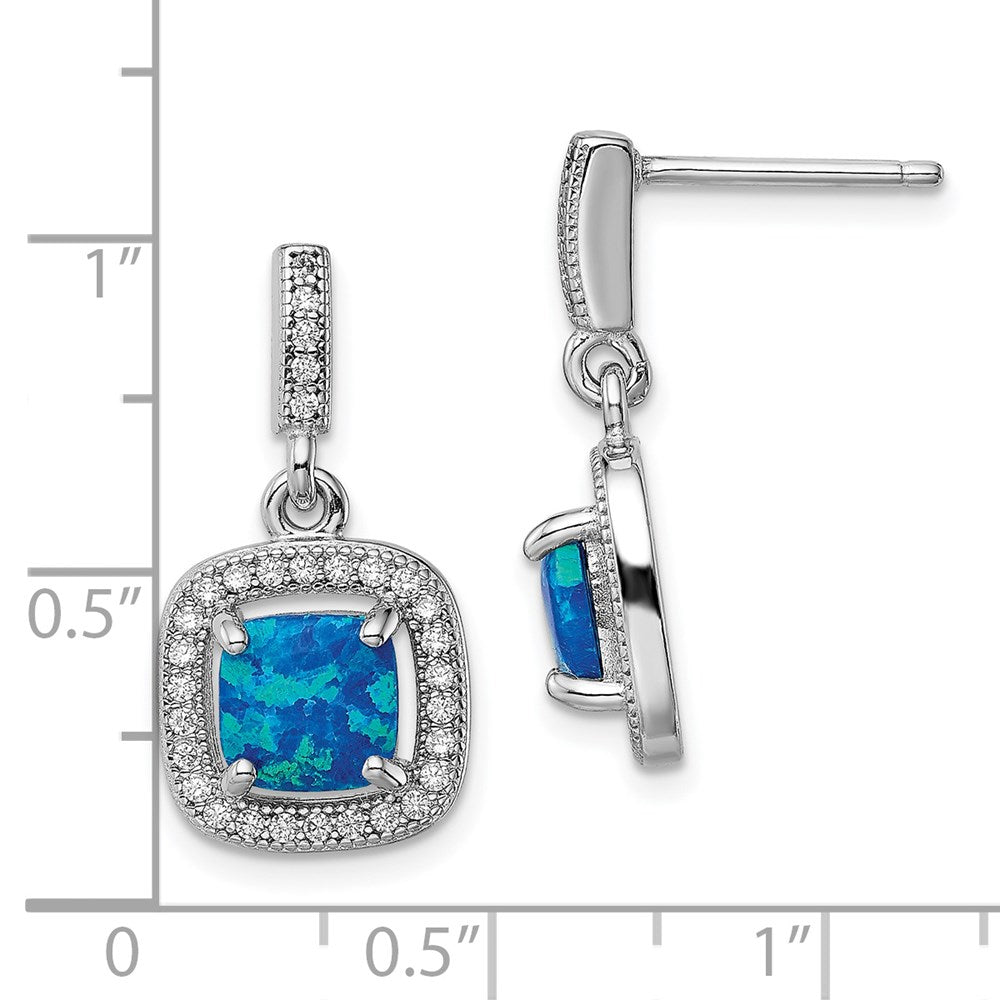 Sterlingsilber Rhodiniert Blau Erzeugt Opal Zirkonia Ohrstecker