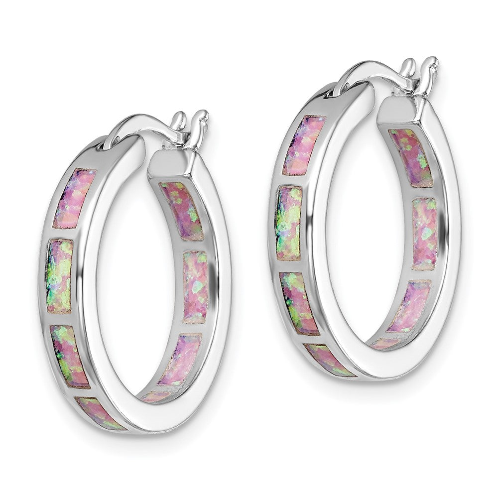 Sterlingsilber Rhodiniert Rosa Cr. Opal In/out Rund Creolen