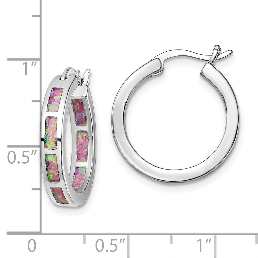 Sterlingsilber Rhodiniert Rosa Cr. Opal In/out Rund Creolen