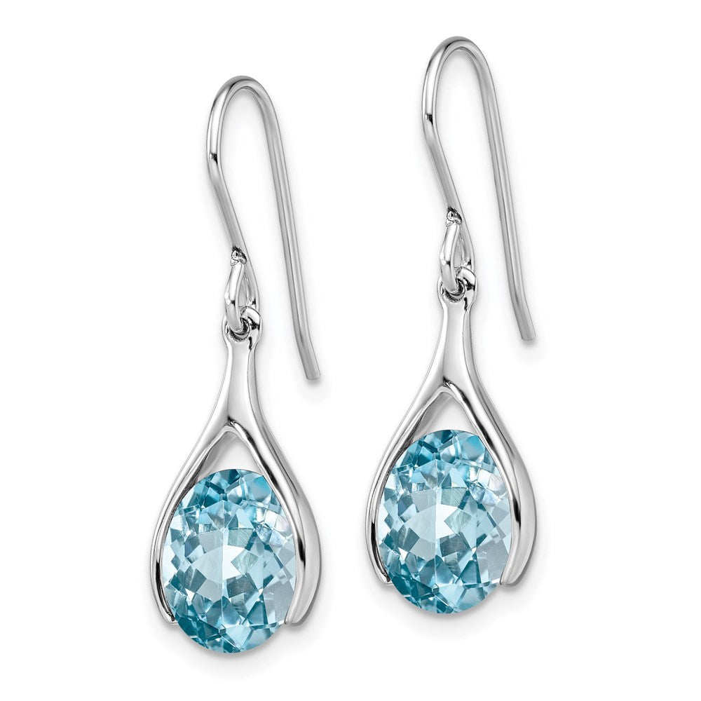 Sterlingsilber Rhodiniert Blautopas Shepherds Haken Ohrringe