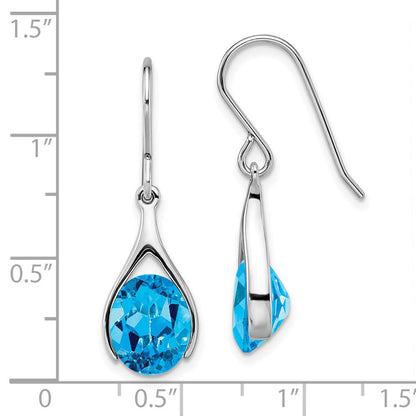 Sterlingsilber Rhodiniert Blautopas Shepherds Haken Ohrringe