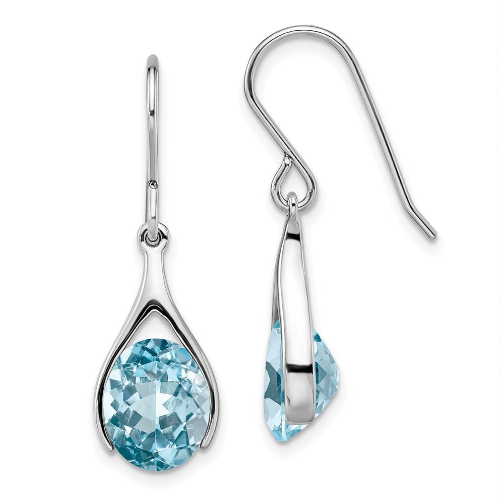 Sterlingsilber Rhodiniert Blautopas Shepherds Haken Ohrringe