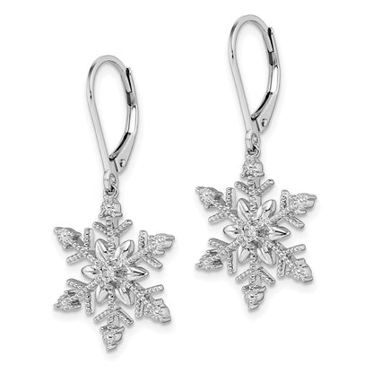 Sterlingsilber Rhodium Diamant. Schneeflocke Ohrhänger mit Brisur