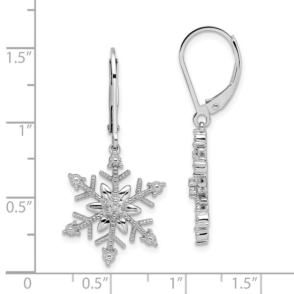 Sterlingsilber Rhodium Diamant. Schneeflocke Ohrhänger mit Brisur