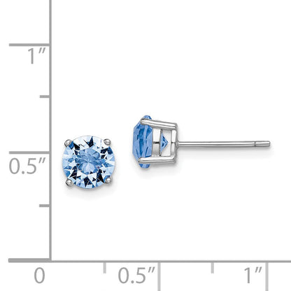 Sterlingsilber Rhodiniert Licht Blau Kristall Geburtsstein Ohrringe