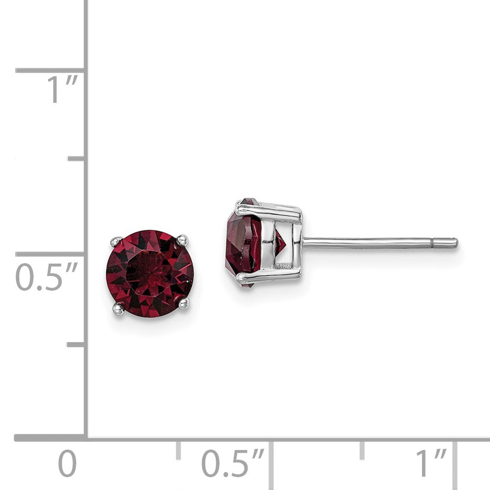 Sterlingsilber Rhodiniert Burgundy Kristall Geburtsstein Ohrringe
